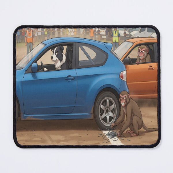 Item preview, Chimpanzee Driving Blue Car Funny Primate Art Print designed and sold by AfresStudio.