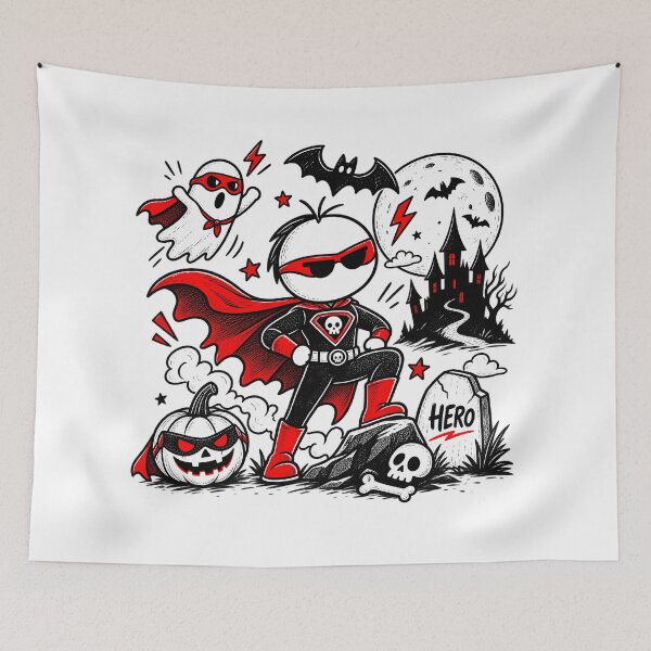 Item preview, Halloween Superhero T-shirt – Masked Hero and Pumpkin designed and sold by J-Impression.