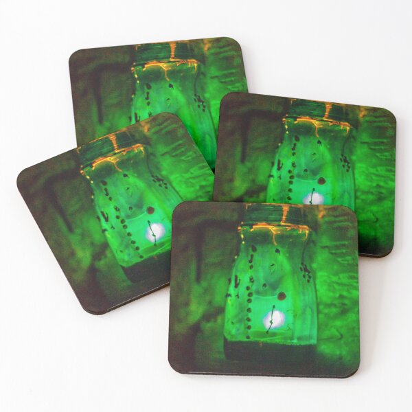 Item preview, Green Glowing Bottle With Cracked Surface in Dark Setting for Mystery and Halloween designed and sold by Nmallia.