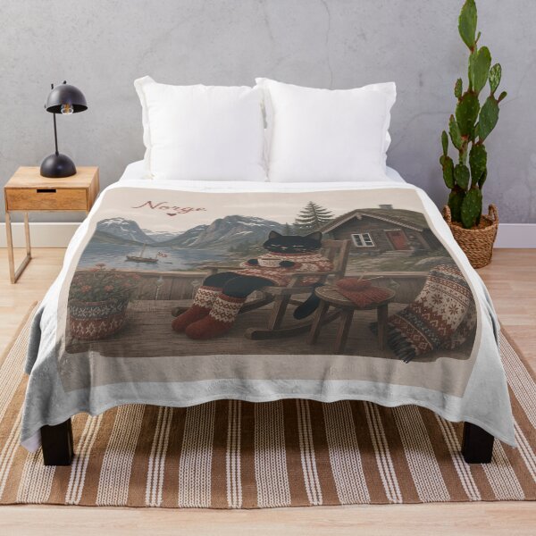 Item preview, Norwegian Cat Drinking Coffee Norway Hygge Art designed and sold by Wandered North.