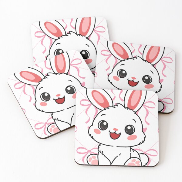 Artikelvorschau, Niedlicher Kawaii-Hase mit rosa Schleifen – kokette Ästhetik entworfen und verkauft von Sem34.