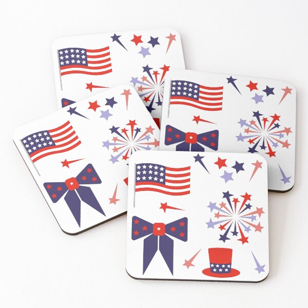Item preview, 4th of July Patriotic American Flag Uncle Sam Hat Fireworks Vector Sticker Pack designed and sold by ElenMart.