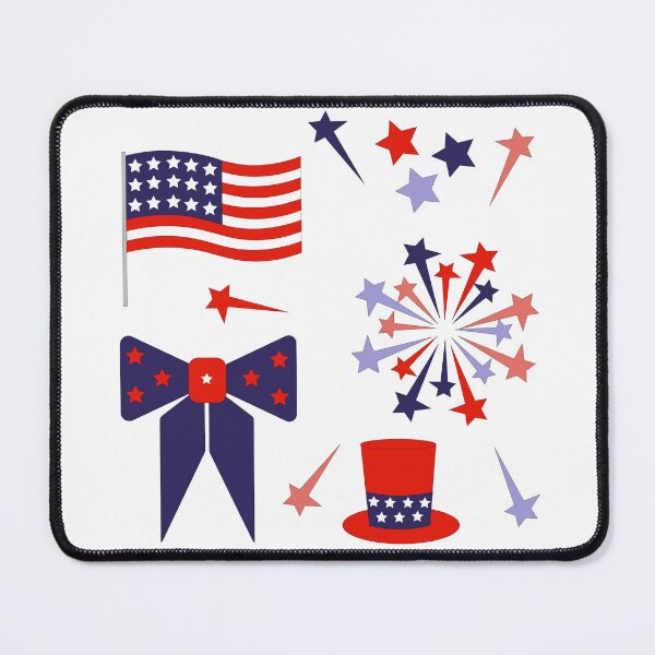 Item preview, 4th of July Patriotic American Flag Uncle Sam Hat Fireworks Vector Sticker Pack designed and sold by ElenMart.