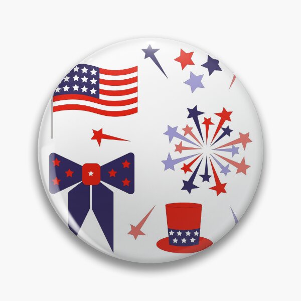Item preview, 4th of July Patriotic American Flag Uncle Sam Hat Fireworks Vector Sticker Pack designed and sold by ElenMart.