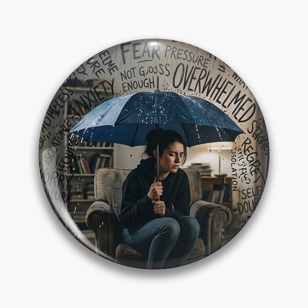 Item preview, Rain Of Overthinking Umbrella Depression Awareness Art designed and sold by Michaelragheb.