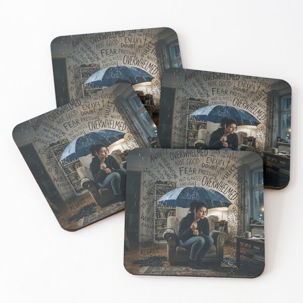 Item preview, Rain Of Overthinking Umbrella Depression Awareness Art designed and sold by Michaelragheb.
