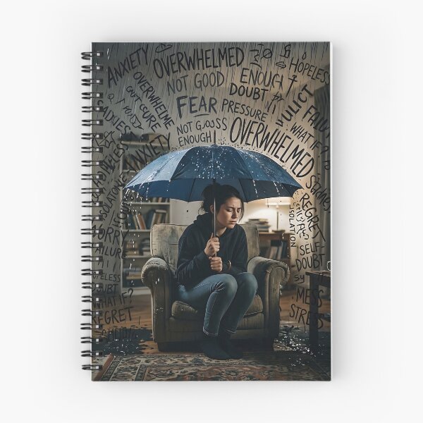 Item preview, Rain Of Overthinking Umbrella Depression Awareness Art designed and sold by Michaelragheb.
