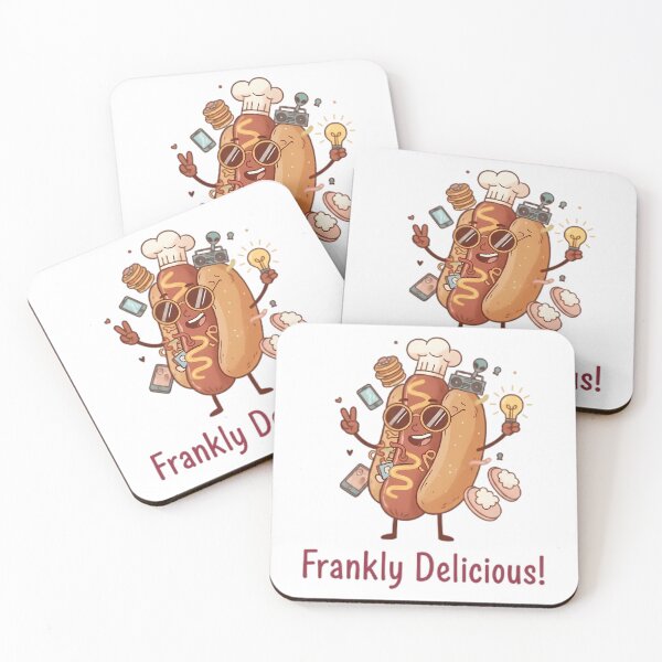 Artikelvorschau, Frankly Delicious – ein skurriles Hot-Dog-Koch-Design mit Sonnenbrille und Hut entworfen und verkauft von linn-kathline.