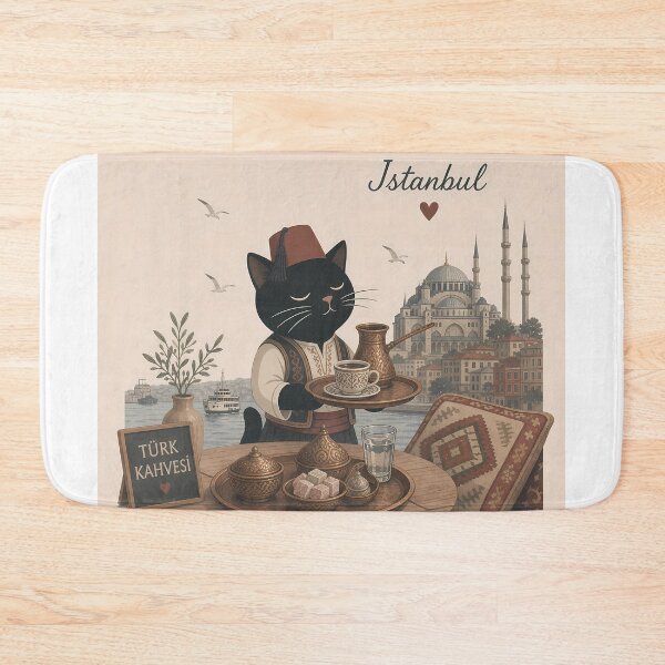 Item preview, Turkish Cat Drinking Coffee Istanbul Ottoman Art designed and sold by Wandered North.