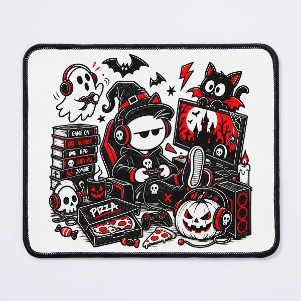 Item preview, Halloween Gamer T-shirt – Gaming, Horror, Pizza and Pumpkin designed and sold by J-Impression.