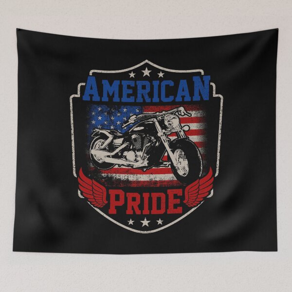 Item preview, American Pride Patriotic Cruiser Motorcycle USA Flag Shield designed and sold by heedooppod.