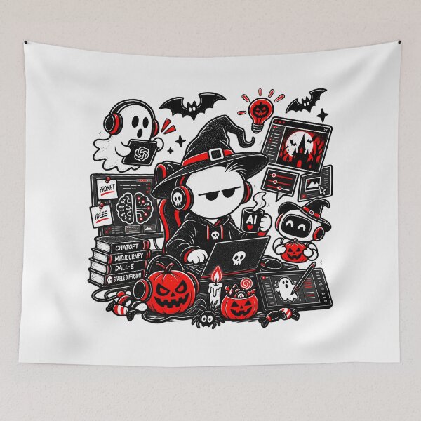 Item preview, Artificial Intelligence Halloween T-shirt – AI, Prompt and Spooky Creation designed and sold by J-Impression.