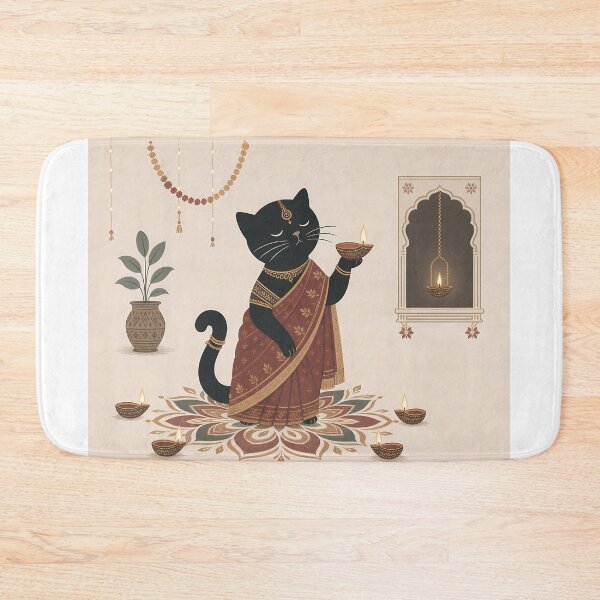 Item preview, Indian Cat Diwali India Festival Art designed and sold by Wandered North.
