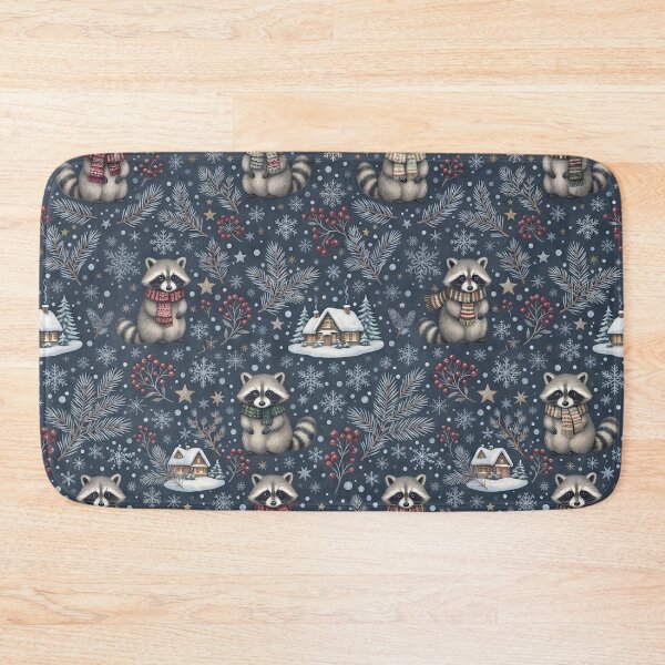 Item preview, Cute Winter Raccoon Scarf – Cozy Woodland Snowflake & Cabin Pattern designed and sold by Ameliajohanson.