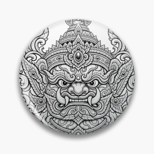 Item preview, Thai Yaksha Guardian Black and White Art designed and sold by mamhew2456.