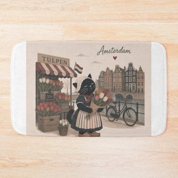 Item preview,  Dutch Cat Tulips Amsterdam Netherlands Art designed and sold by Wandered North.