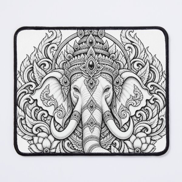 Item preview, Sacred Thai Elephant Lotus Line Art designed and sold by mamhew2456.