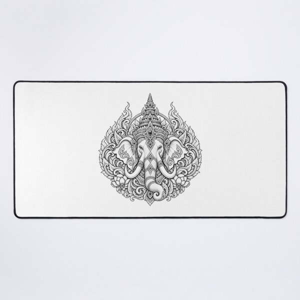 Item preview, Sacred Thai Elephant Lotus Line Art designed and sold by mamhew2456.