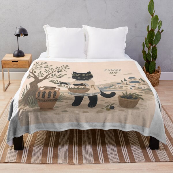 Item preview, Greek Cat Olives Greece Mediterranean Art designed and sold by Wandered North.