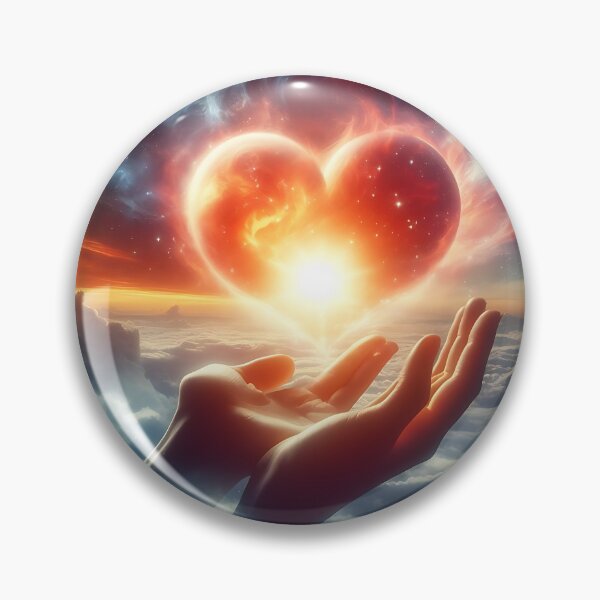 Item preview, Glowing Heart Held in Hands over Sunset Sea  designed and sold by Holub Art Studio & design.