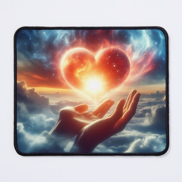 Item preview, Glowing Heart Held in Hands over Sunset Sea  designed and sold by Holub Art Studio & design.