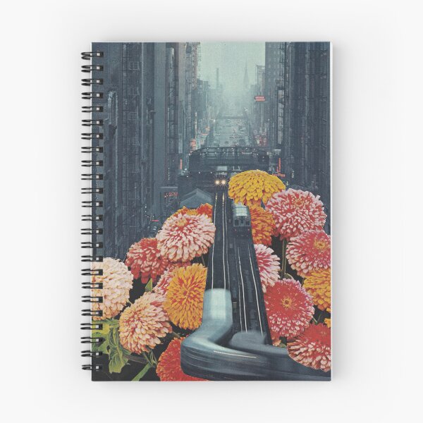 Item preview, vintage train station, flower collage, retro city designed and sold by seventies.collages.