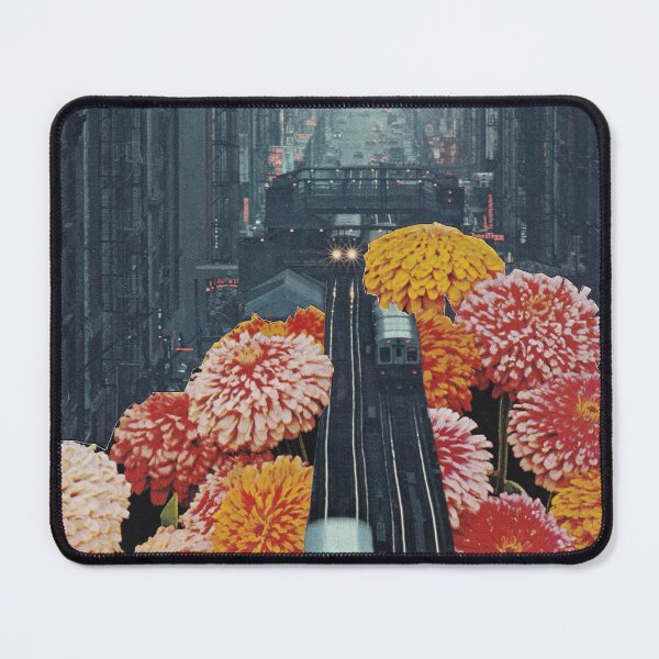 Item preview, vintage train station, flower collage, retro city designed and sold by seventies.collages.