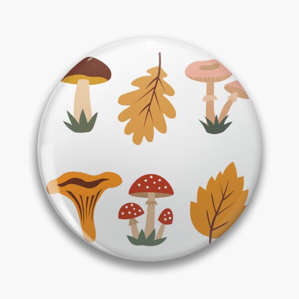 Item preview, Autumn Forest Mushrooms Chanterelle Fly Agaric and Leaves Vector Sticker Pack designed and sold by ElenMart.