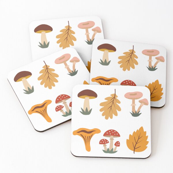 Item preview, Autumn Forest Mushrooms Chanterelle Fly Agaric and Leaves Vector Sticker Pack designed and sold by ElenMart.