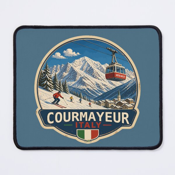 Item preview, Courmayeur Aosta Valley Italy Alps Ski Skiing Sticker TShirt 01 designed and sold by OuterShellUK.