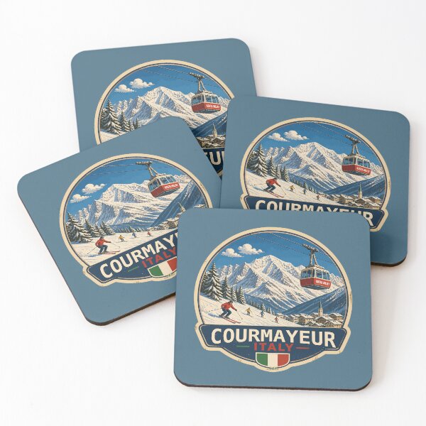 Item preview, Courmayeur Aosta Valley Italy Alps Ski Skiing Sticker TShirt 01 designed and sold by OuterShellUK.