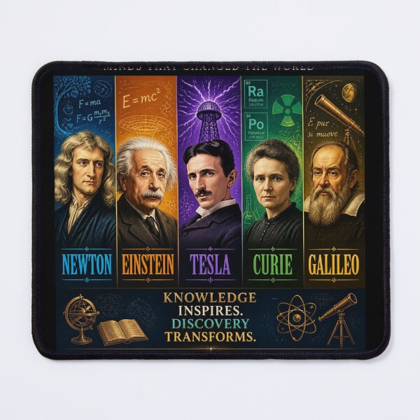 Item preview, Giants of Science [Galileo, Newton, Curie, Einstein, Tesla] - Minimalist Physics & STEM T-Shirt designed and sold by AnanasTea.