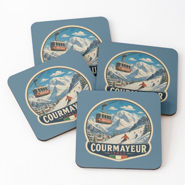 Item preview, Courmayeur Aosta Valley Italy Alps Ski Skiing Sticker TShirt 02 designed and sold by OuterShellUK.