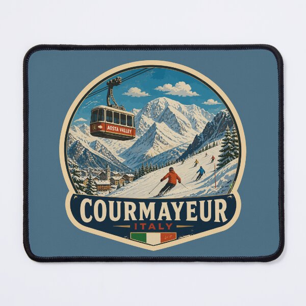Item preview, Courmayeur Aosta Valley Italy Alps Ski Skiing Sticker TShirt 02 designed and sold by OuterShellUK.