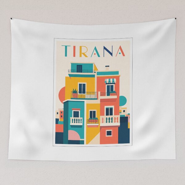 Item preview, Tirana Colorful Urban Travel Poster designed and sold by Beyond Destinations.