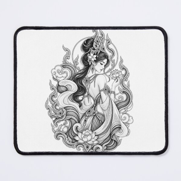 Item preview, Thai Goddess with Naga and Sacred Lotus designed and sold by mamhew2456.