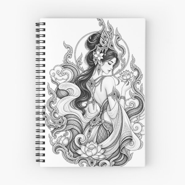 Item preview, Thai Goddess with Naga and Sacred Lotus designed and sold by mamhew2456.