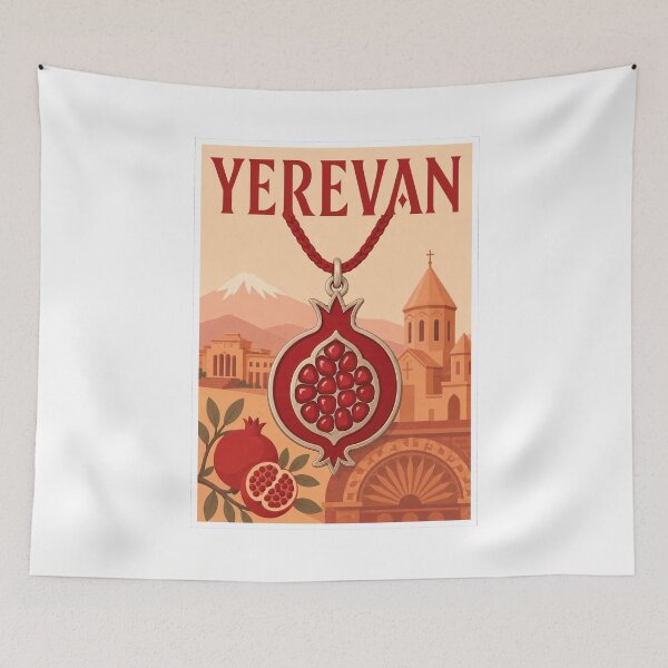Item preview, Yerevan Pomegranate Travel Poster Art designed and sold by Beyond Destinations.
