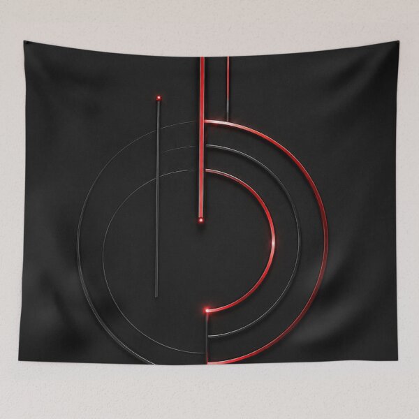 Item preview, Red Neon Geometry – Minimalist Black & Red Abstract designed and sold by ZYVARENNE.