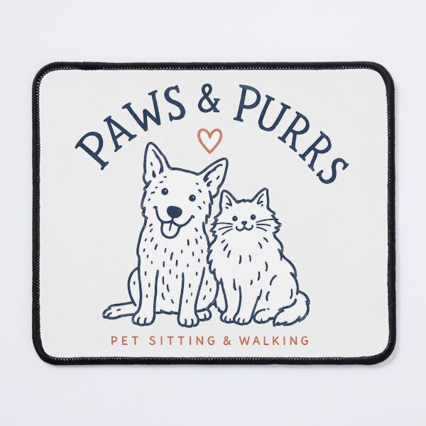 Item preview, Paws and Purrs Pet Sitting Walking Dog Cat Friends Line Art designed and sold by Yellowriversss.