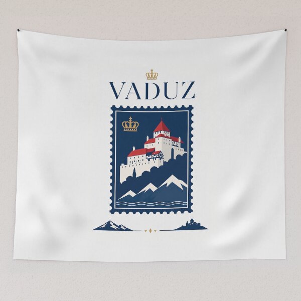 Item preview, Vaduz Castle Vintage Travel Stamp designed and sold by Beyond Destinations.