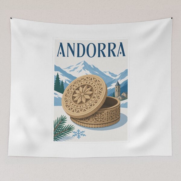 Item preview, Andorra Pyrenees Carved Box Art designed and sold by Beyond Destinations.