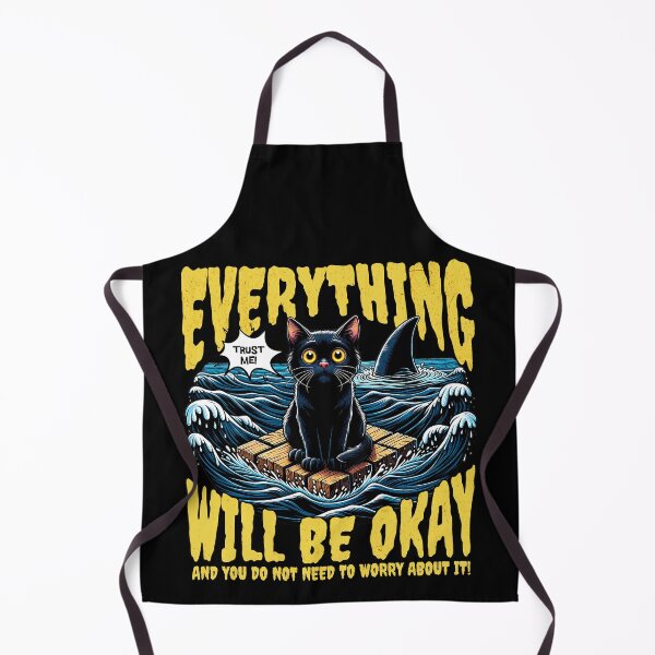 Item preview, Black Cat "Everything Will Be Okay" Graphic T-Shirt, Motivational Tee designed and sold by baretyas.