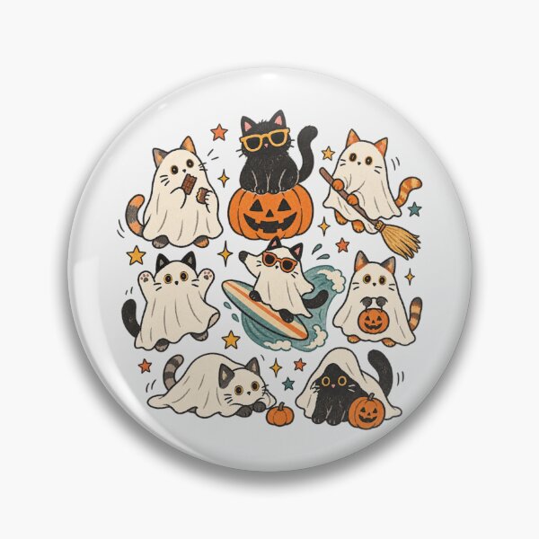 Item preview, Australian Halloween Ghost Cats Surfing Pumpkin Beach Summer Spooky designed and sold by Yellowriversss.