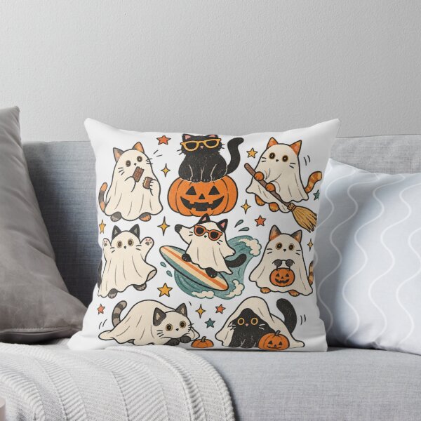 Item preview, Australian Halloween Ghost Cats Surfing Pumpkin Beach Summer Spooky designed and sold by Yellowriversss.