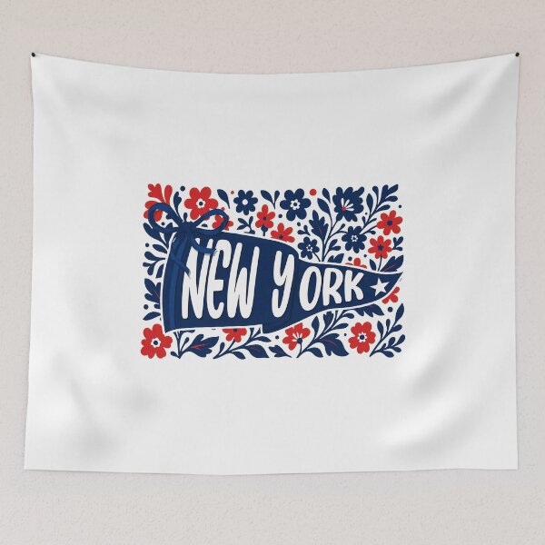 Item preview, New York Pennant Floral Retro  designed and sold by ZiqiPyatt.