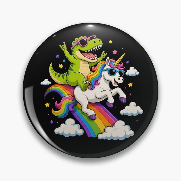 Item preview, Funny Dinosaur Riding Rainbow Unicorn Retro Adventure designed and sold by Moizento.