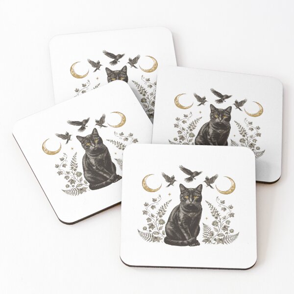 Item preview, Mystic Black Cat Crow Moon Gothic Witchy Art designed and sold by SoyLamderma.