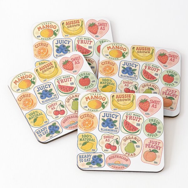 Item preview, Aussie Fruit Retro Produce Market Mango Banana Strawberry Summer designed and sold by Yellowriversss.