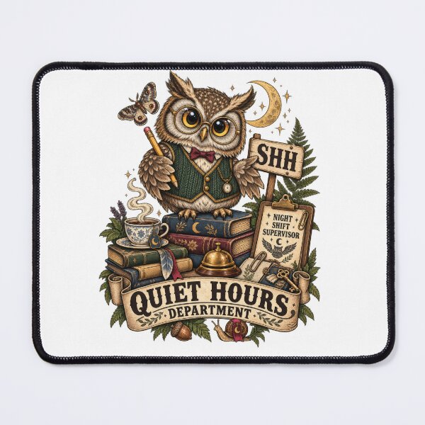 Item preview, Quiet Hours Department Night Shift Owl designed and sold by Trendy-Artistry.